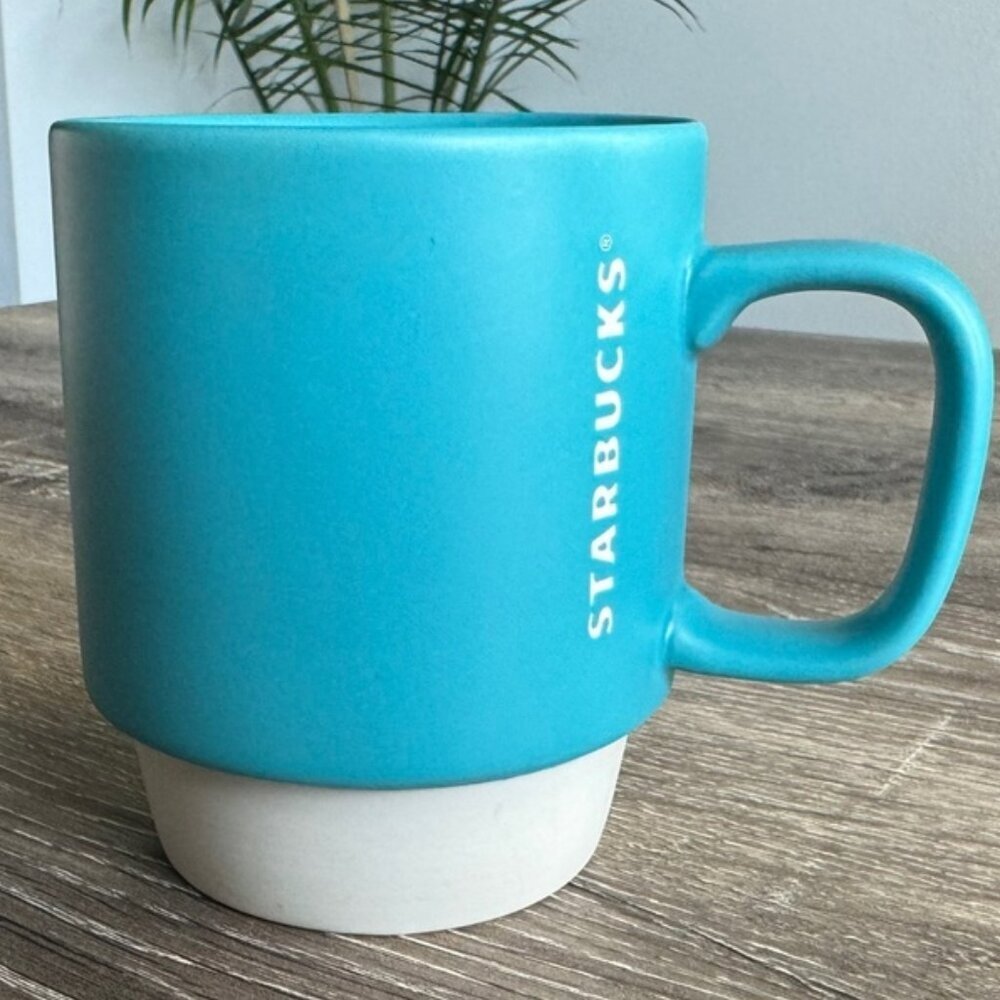 1 Stackable Starbucks Spring Ceramic Teal/Blue Mug.